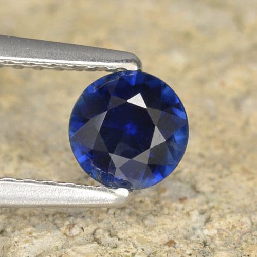 0.56ct Natural Navy Blue Sapphire, Round Cut, 5.01 mm