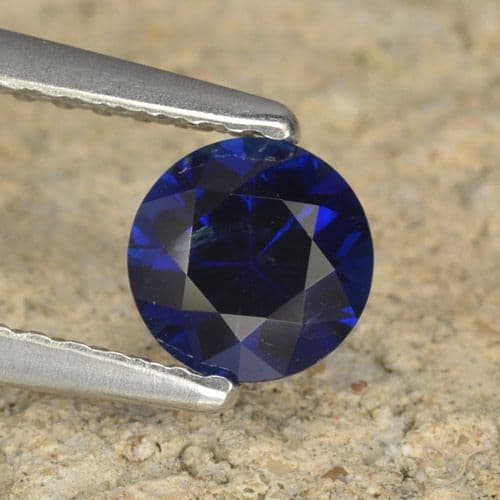 0.60ct Natural Deep Blue Sapphire, Round Cut, 5.10 mm