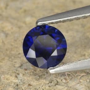 0.60ct Natural Deep Blue Sapphire, Round Cut, 5.10 mm