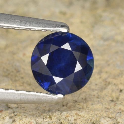 0.60ct Natural Navy Blue Sapphire, Round Cut, 5.13 mm