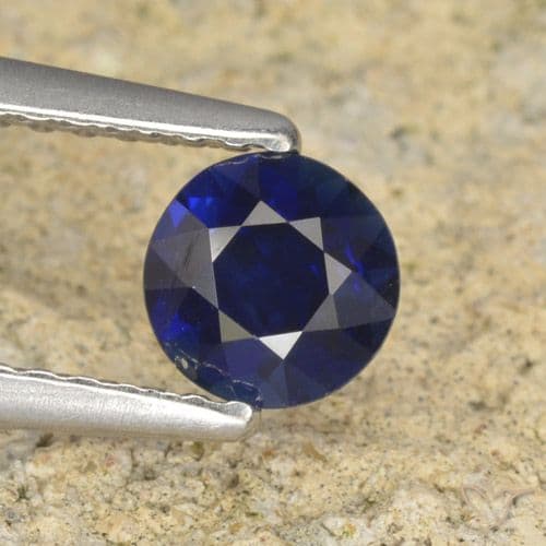 0.60ct Natural Dark Blue Sapphire, Round Cut, 5.02 mm