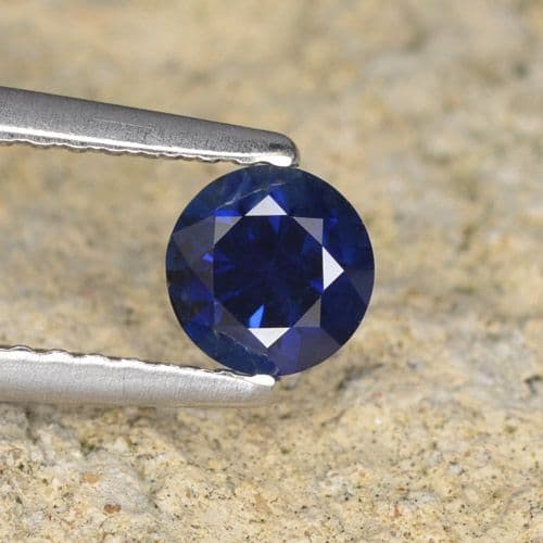 0.57ct Natural Dark Blue Sapphire, Round Cut, 4.88 mm