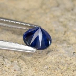 0.57ct Natural Dark Blue Sapphire, Round Cut, 4.88 mm