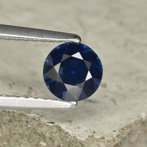 0.74ct Natural Dark Blue Sapphire, Round Cut, 5.56 mm