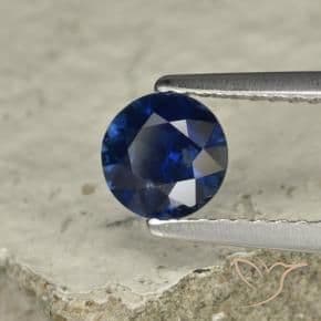 0.74ct Natural Dark Blue Sapphire, Round Cut, 5.56 mm