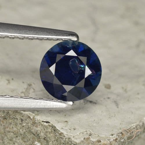 0.73ct Natural Deep Blue Sapphire, Round Cut, 5.51 mm