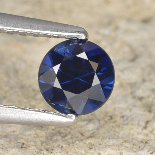 0.62ct Natural Navy Blue Sapphire, Round Cut, 5.00 mm