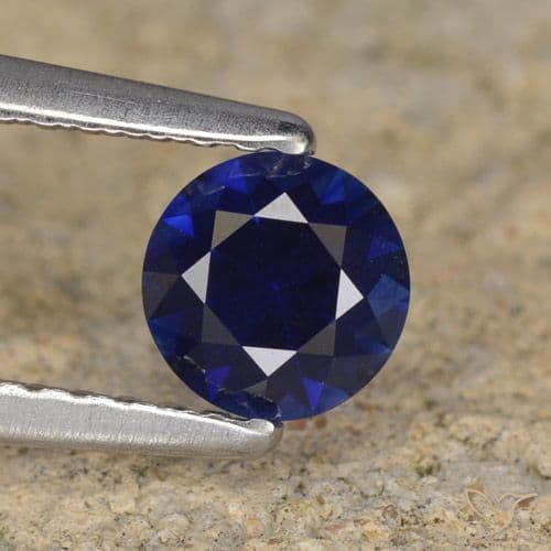 0.56ct Natural Navy Blue Sapphire, Round Cut, 5.08 mm