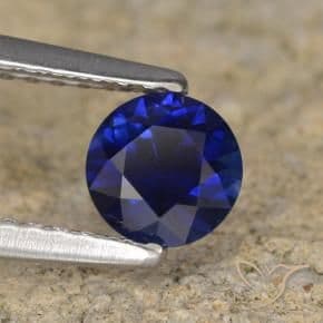 0.56ct Natural Navy Blue Sapphire, Round Cut, 5.08 mm