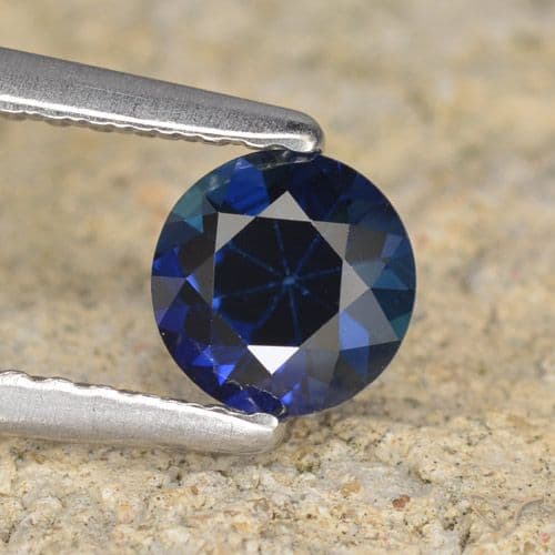 0.60ct Natural Dark Blue Sapphire, Round Cut, 5.05 mm