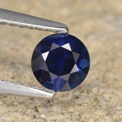 0.62ct Natural Dark Blue Sapphire, Round Cut, 5.07 mm
