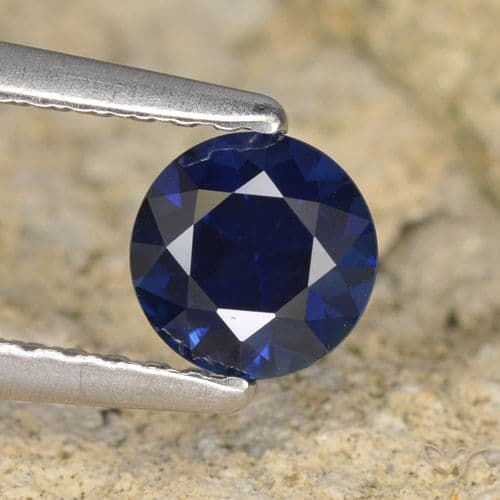 0.64ct Natural Dark Blue Sapphire, Round Cut, 5.15 mm