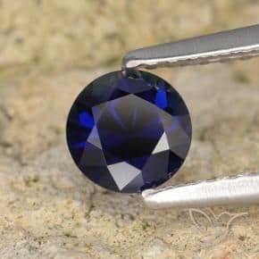 0.63ct Natural Dark Blue Sapphire, Round Cut, 5.13 mm