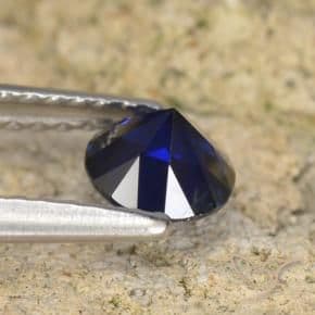 0.63ct Natural Dark Blue Sapphire, Round Cut, 5.13 mm