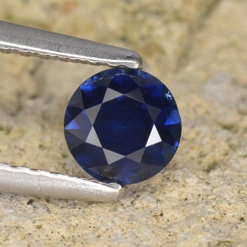 0.55ct Natural Deep Blue Sapphire, Round Cut, 5.00 mm