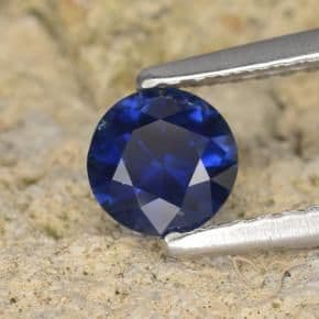 0.55ct Natural Deep Blue Sapphire, Round Cut, 5.00 mm