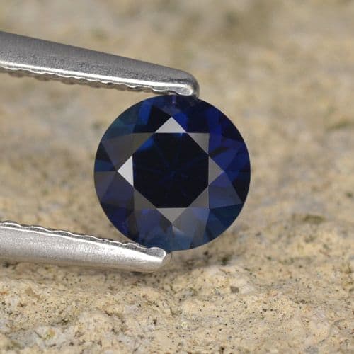 0.58ct Natural Deep Blue Sapphire, Round Cut, 5.00 mm