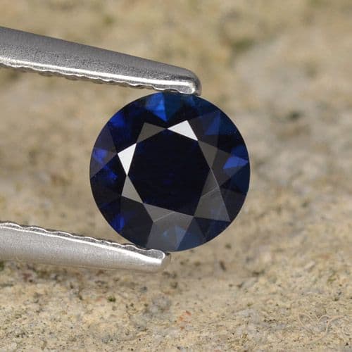 0.56ct Natural Deep Blue Sapphire, Round Cut, 5.10 mm