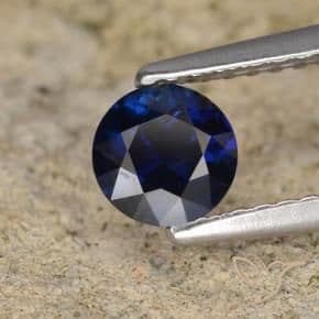 0.56ct Natural Deep Blue Sapphire, Round Cut, 5.10 mm