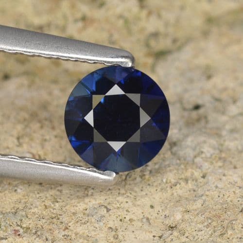 0.62ct Natural Deep Blue Sapphire, Round Cut, 5.10 mm