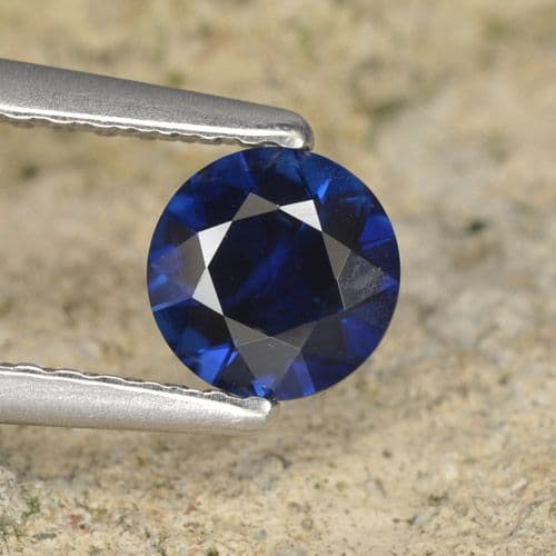0.59ct Natural Dark Blue Sapphire, Round Cut, 5.18 mm