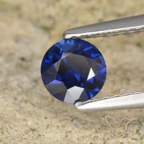 0.59ct Natural Dark Blue Sapphire, Round Cut, 5.18 mm