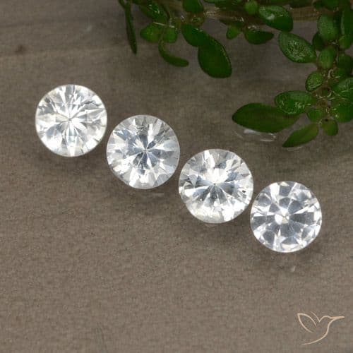 1.53ct Natural White Sapphire, Round Cut, 4.44 mm
