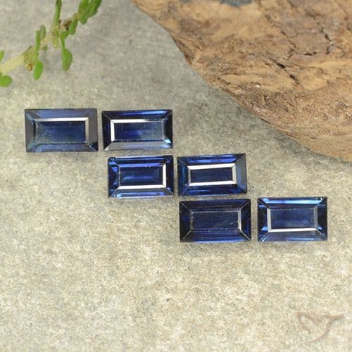 2.20ct Natural Deep Blue Sapphire, Baguette, 4.8x3.1 mm
