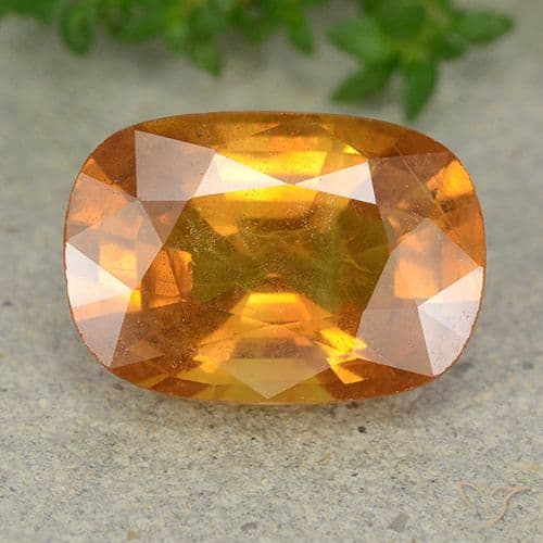 6.35ct Deep Orange-Gold Sapphire, Cushion Cut, 13.6x9.5 mm