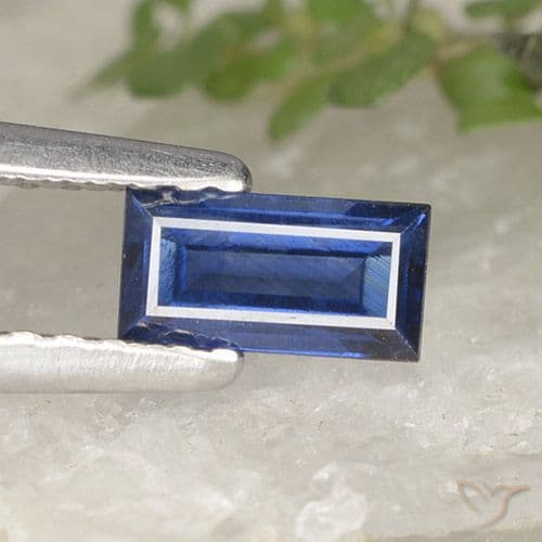 2.20ct Natural Deep Blue Sapphire, Baguette, 4.8x3.1 mm