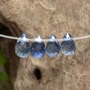 1.64ct Medium Dark Blue Sapphire, Briolette, 4.7x3 mm