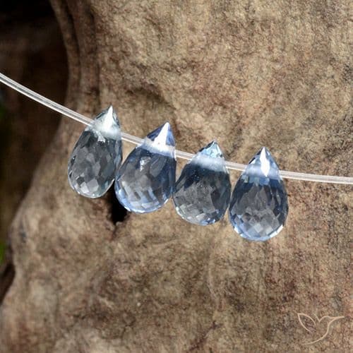 1.83ct Natural Pastel Blue Sapphire, Briolette, 4.8x2.8 mm