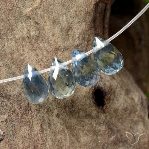 1.84ct Yellow Green Blue Sapphire, Briolette, 5.2x3.2 mm