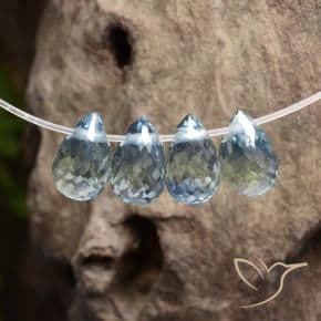 1.74ct Natural Pastel Blue Sapphire, Briolette, 4.9x3.2 mm