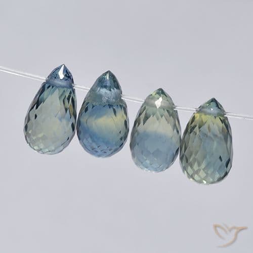 1.58ct Medium Blue Green Sapphire, Briolette, 6.1x3.9 mm