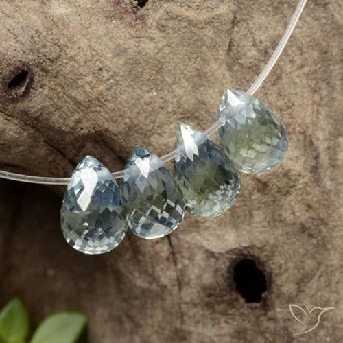 2.23ct Medium Blue Green Sapphire, Briolette, 4.9x3.3 mm