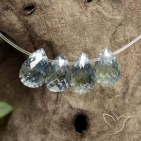 2.23ct Medium Blue Green Sapphire, Briolette, 4.9x3.3 mm