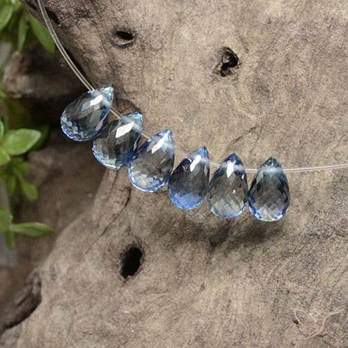 2.67ct Natural Blue-Green Sapphire, Briolette, 4.9x3.2 mm