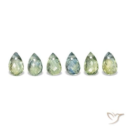 2.67ct Natural Blue-Green Sapphire, Briolette, 4.9x3.2 mm