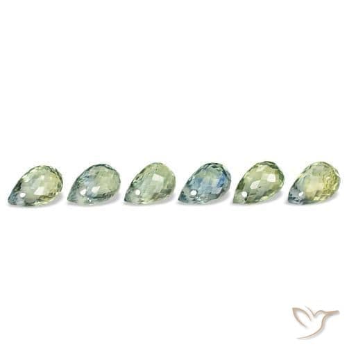 2.67ct Natural Blue-Green Sapphire, Briolette, 4.9x3.2 mm