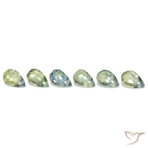 2.67ct Natural Blue-Green Sapphire, Briolette, 4.9x3.2 mm