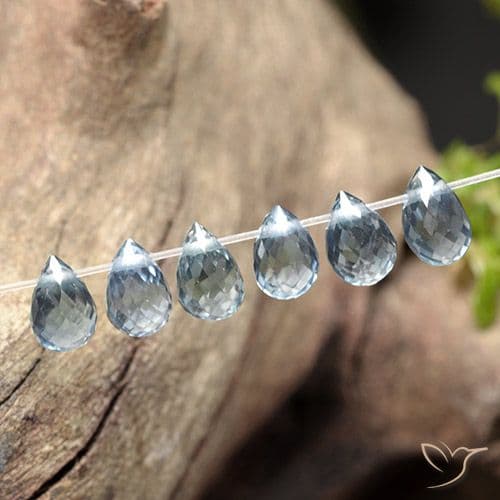 2.19ct Natural Pastel Blue Sapphire, Briolette, 4.5x2.9 mm