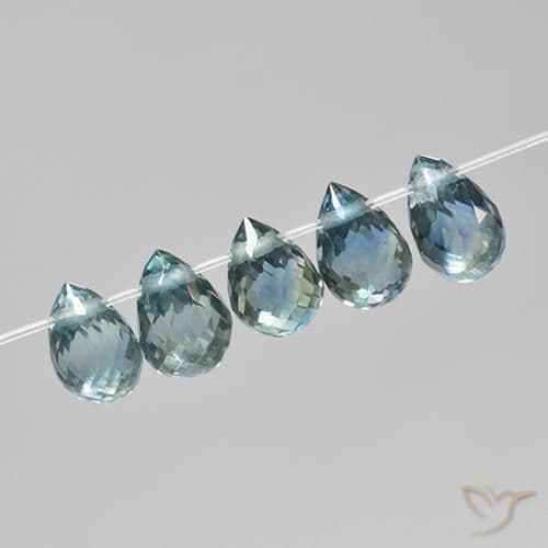 2.33ct Natural Teal Tone Sapphire, Briolette, 4.9x3.2 mm