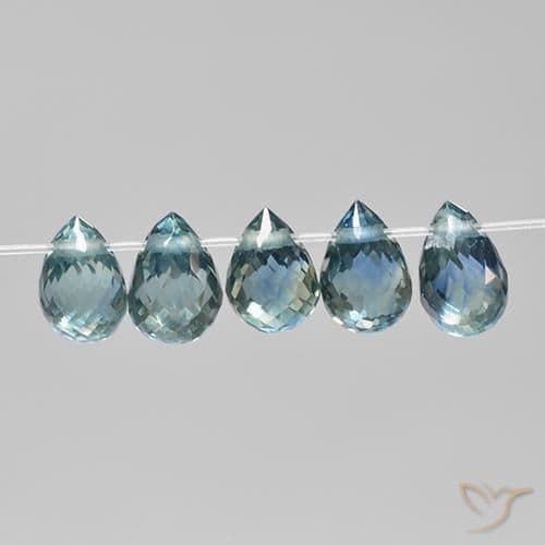 2.33ct Natural Teal Tone Sapphire, Briolette, 4.9x3.2 mm