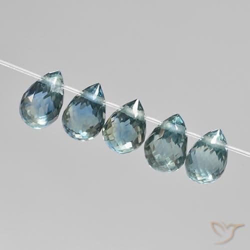 2.33ct Natural Teal Tone Sapphire, Briolette, 4.9x3.2 mm
