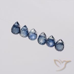 1.68ct Natural Navy Blue Sapphire, Briolette, 3.8x2.9 mm