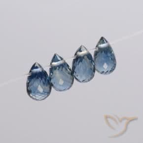 1.98ct Natural Navy Blue Sapphire, Briolette, 5.4x3.2 mm