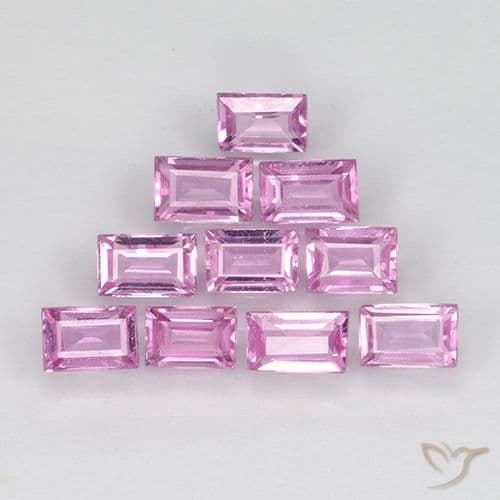 1.02ct Light Royal Purple Pink Sapphire, Baguette, 3.1x2 mm