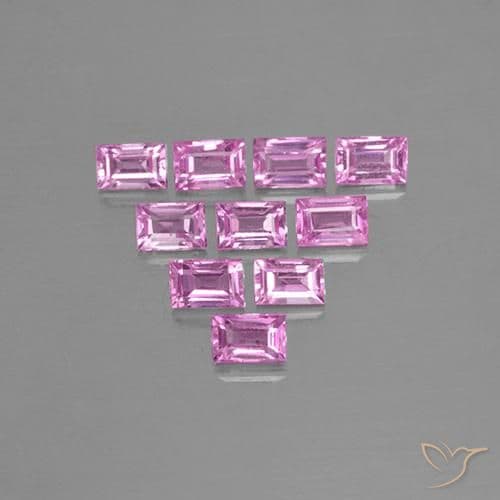 1.19ct Natural Light Pink Sapphire, Baguette, 3.2x2.1 mm