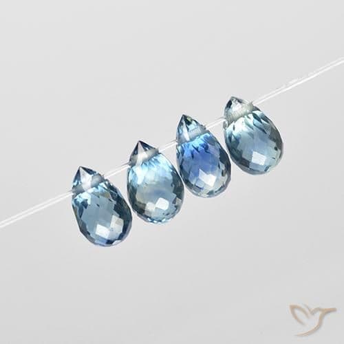 1.84ct Yellow Green Blue Sapphire, Briolette, 5.2x3.2 mm